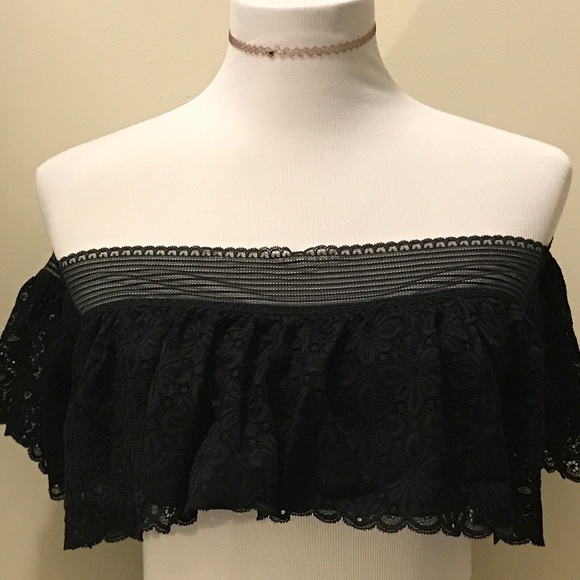 VS PINK Lace Off The Shoulder Bralette - Black - Picture 5 of 7