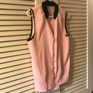 Pink & black sleeveless blouse