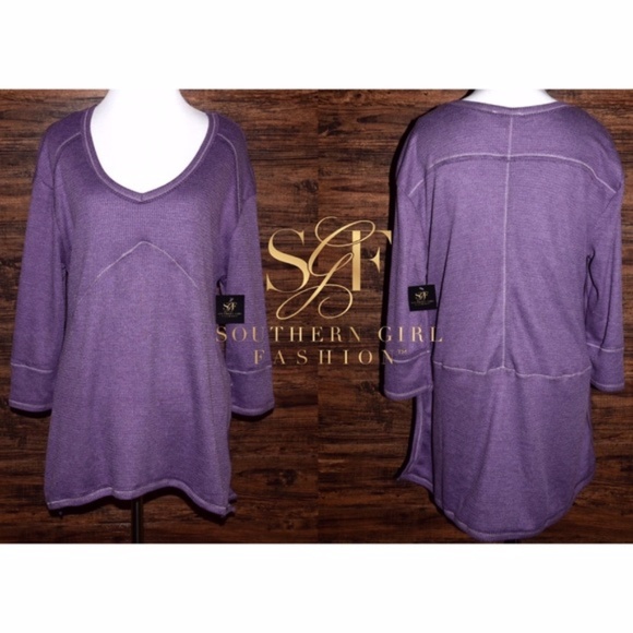 Southern Girl Fashion Tops - SWING TUNIC Cozy Woven Thermal Drippy Pullover Tee