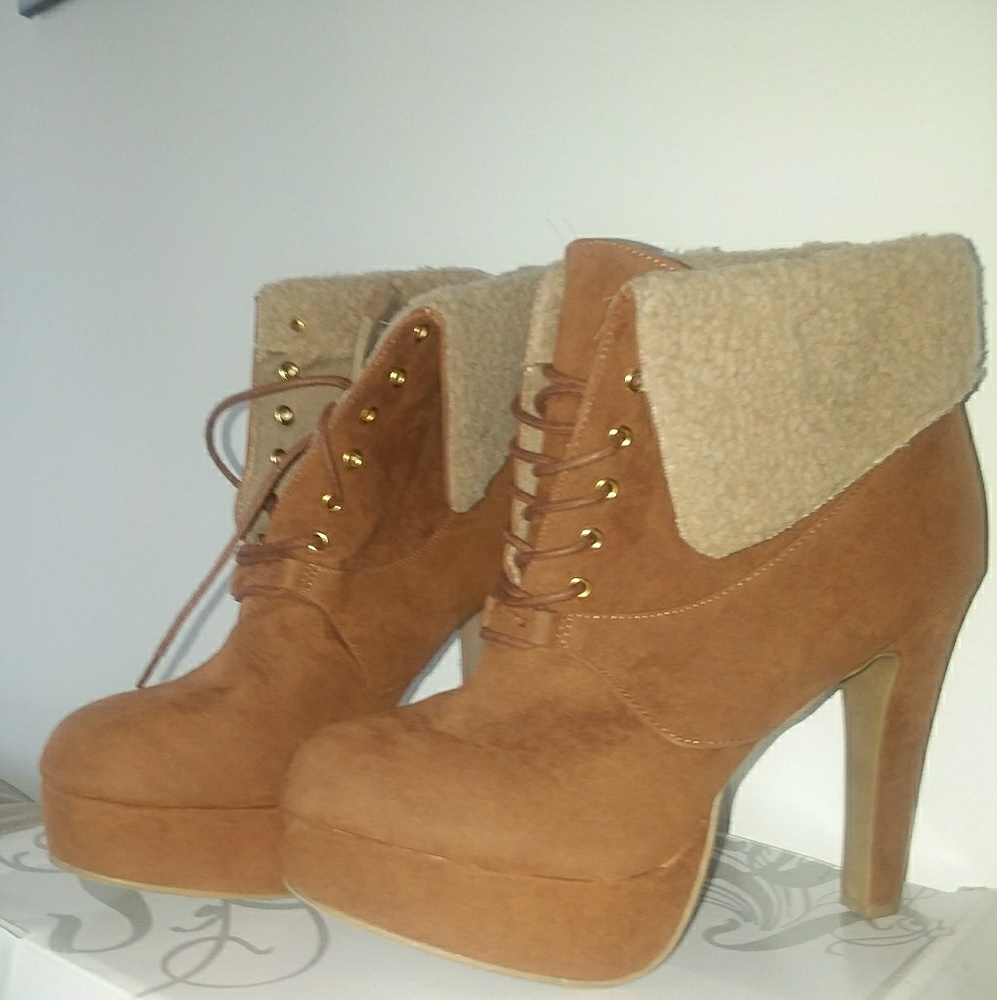 Faux Suede Lace Up Bootie