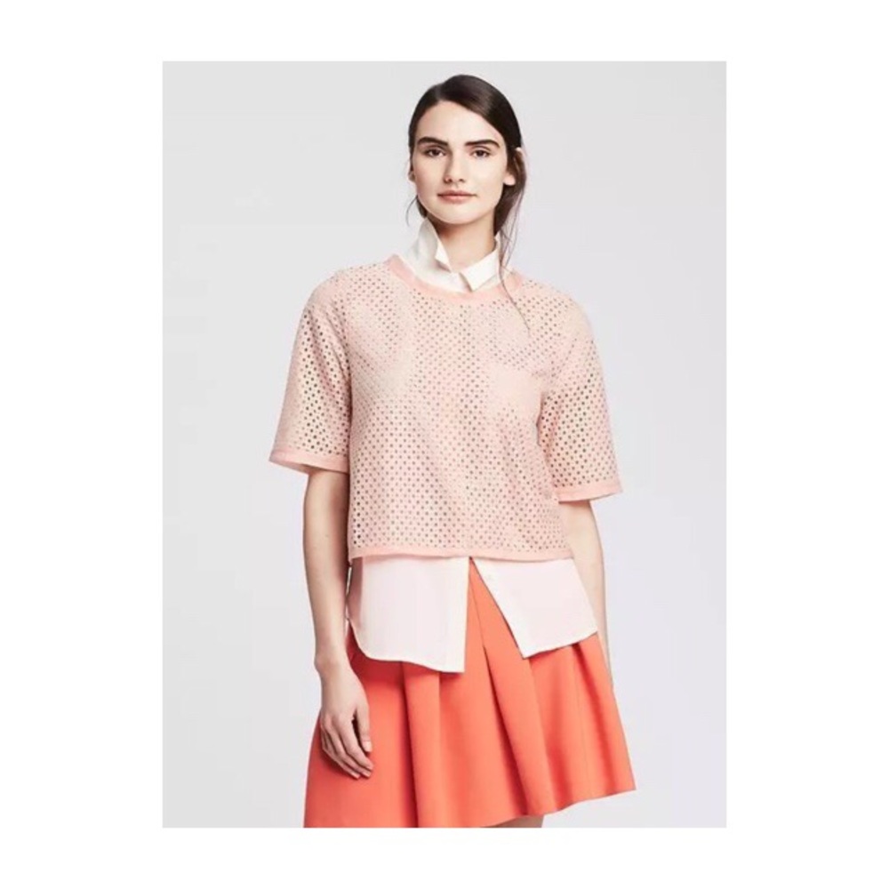 BANANA REPUBLIC Women’s Eyelet Cropped Top Sz L