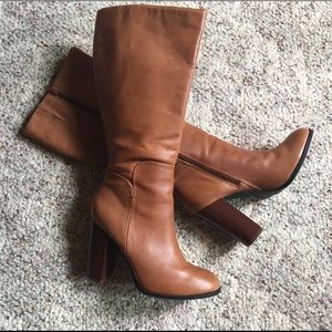 Size 9 NEW genuine leather tan knee high boots