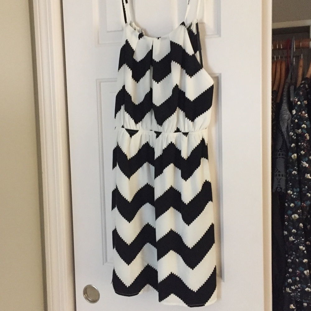 Black and white chevron dress