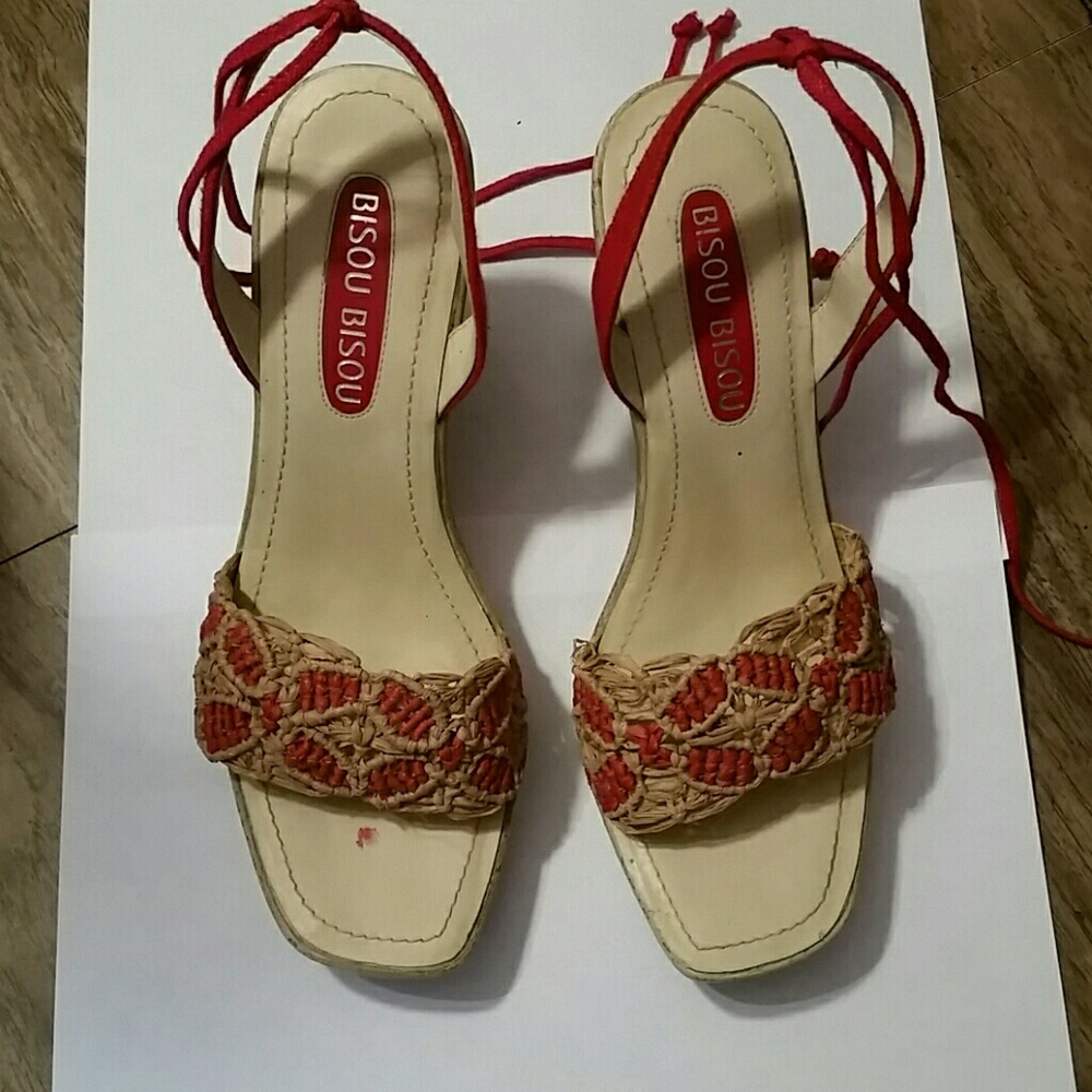 Bison Bison red and tan sandals