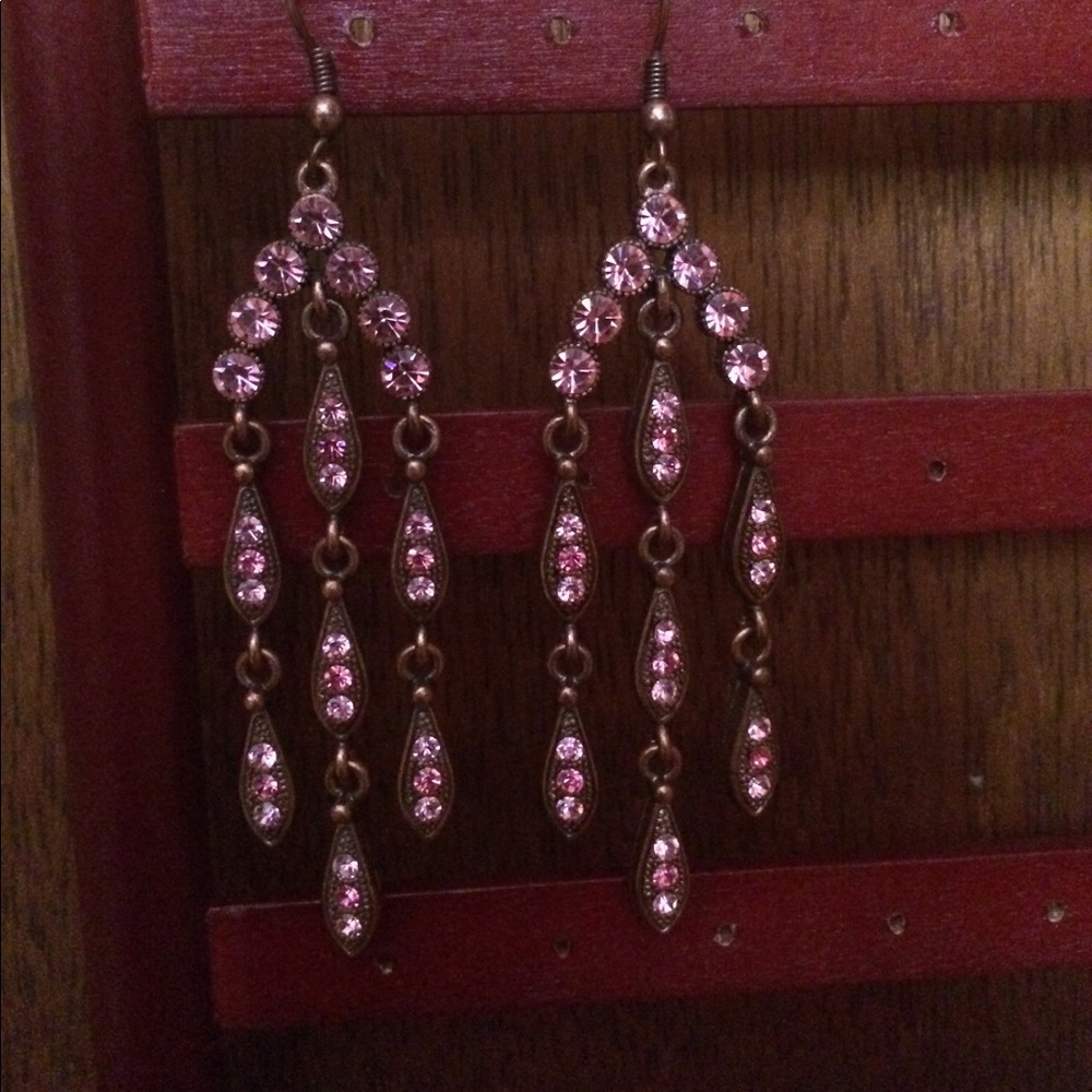 Cascading pink earrings.