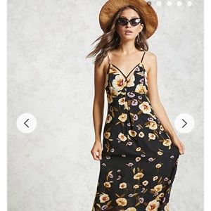 Floral strappy front maxi dress