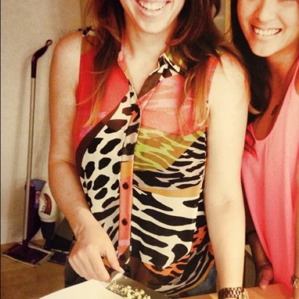 Tropical Sheer Silk Sleeveless Blouse