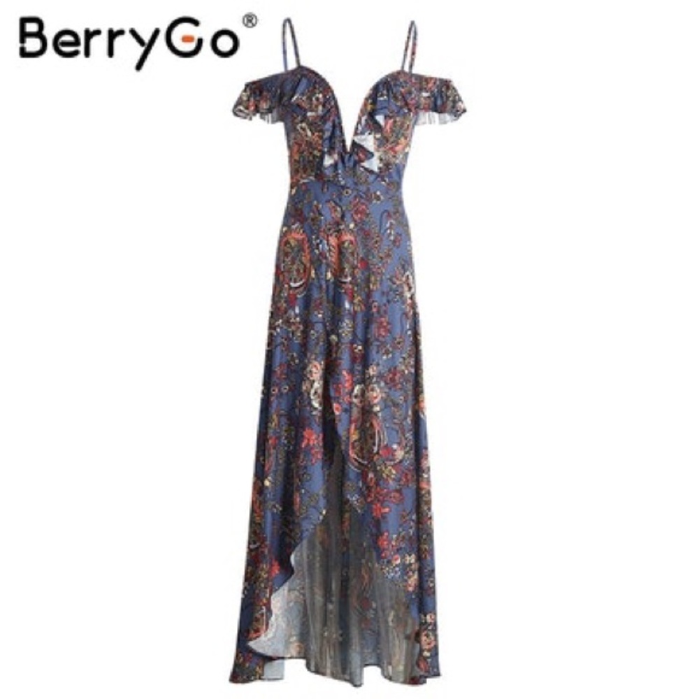 Backless Ruffle Boho Maxi Dress - Picture 3 of 5