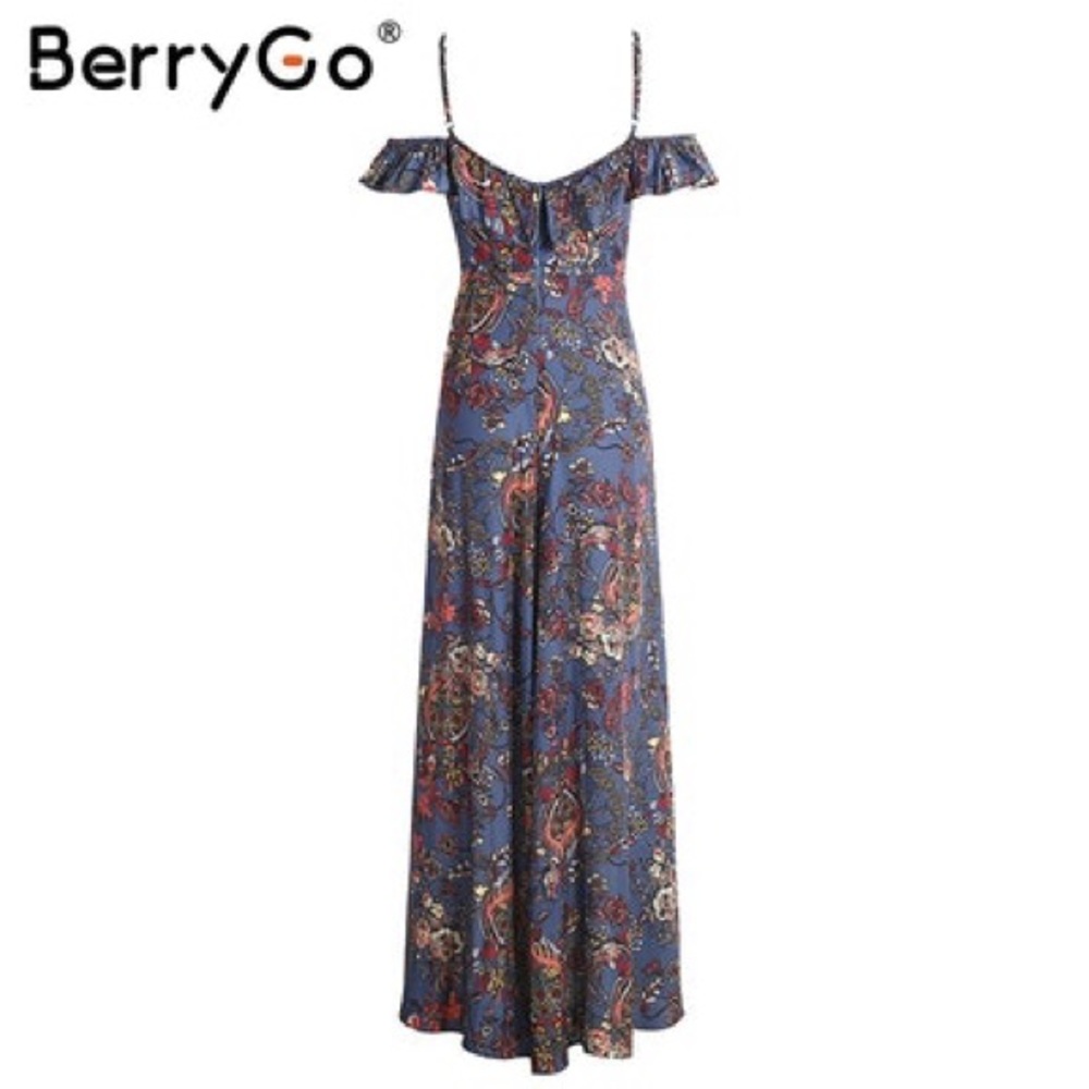 Backless Ruffle Boho Maxi Dress - Picture 4 of 5