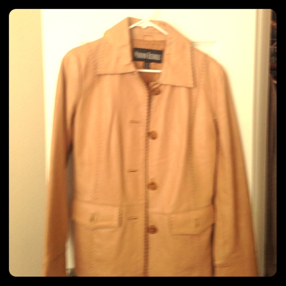 Yellow genuine leather jacket