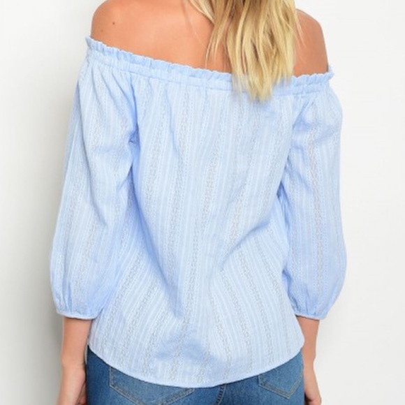 Rose Embroidered Off Shoulder Blouse - Picture 2 of 2