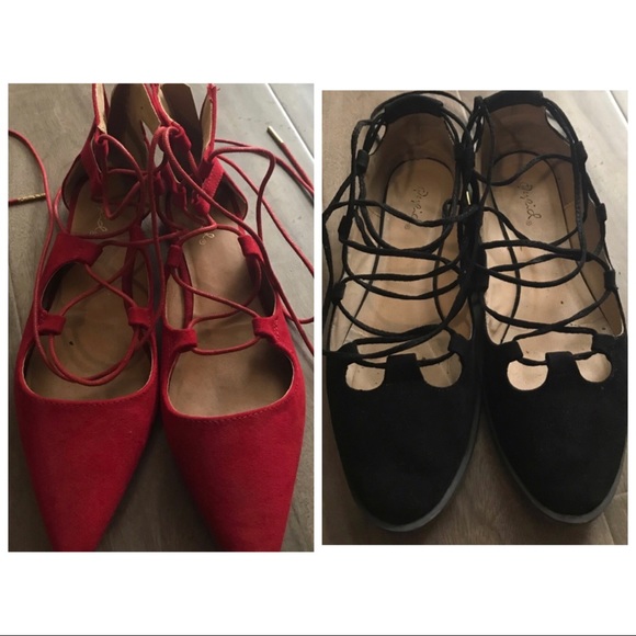 Qupid Shoes - BUNDLE 2 pairs of Lace up faux suede flat shoes