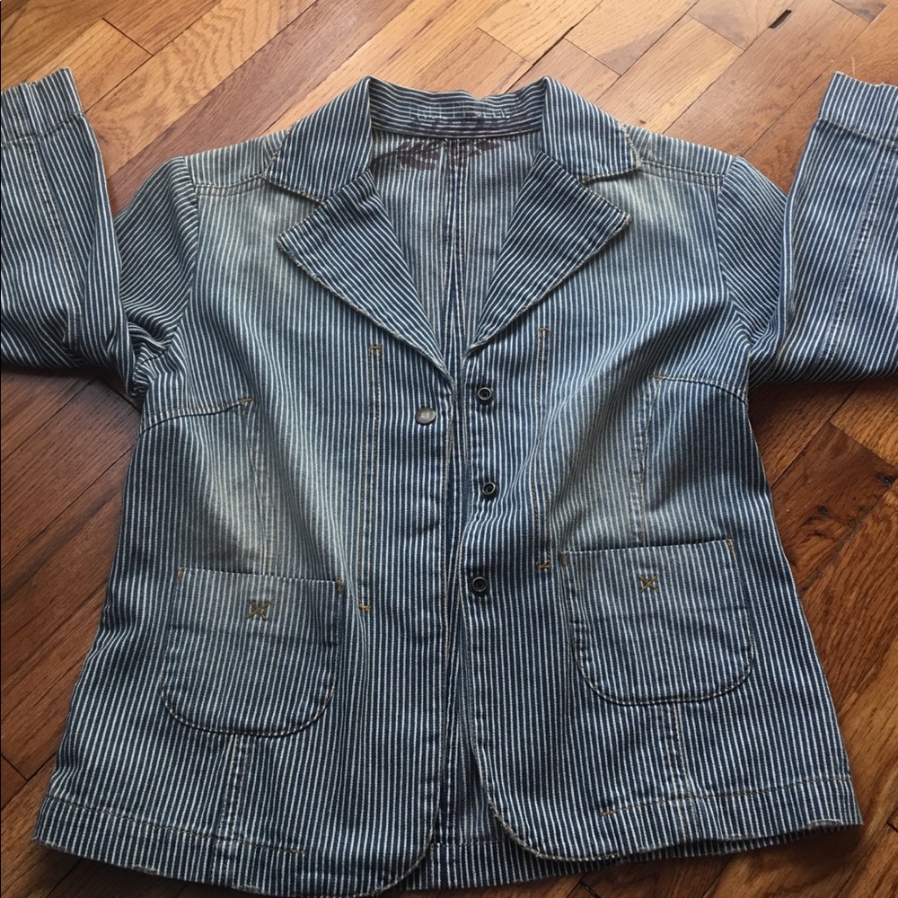 Free People Blazer Blue & White Stripes Size S