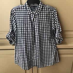 Navy gingham top