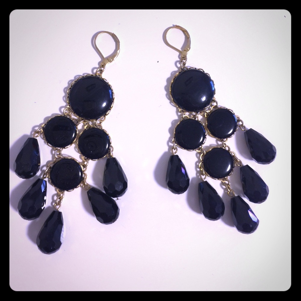 Black Dangle Chandelier Enamel Earrings