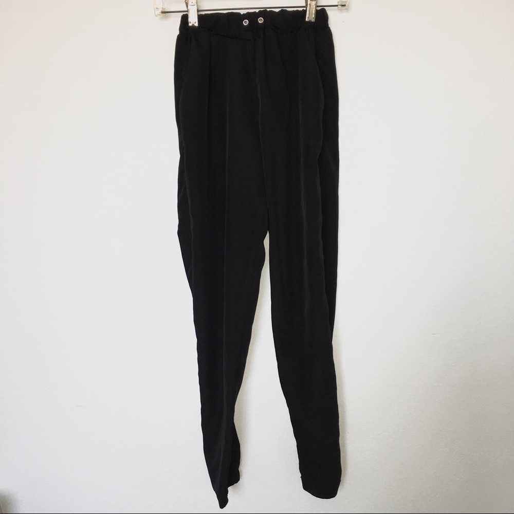 Black Satin Tapered Jogger Trouser Pants