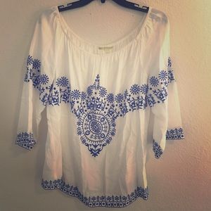 Gianni Bini Embroidered Off-The-Shoulder Blouse