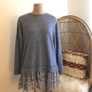 Free People Beach Sweatshirt Lace Detail