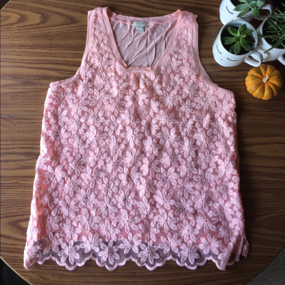 Pink Embroidered J. Crew Tanktop