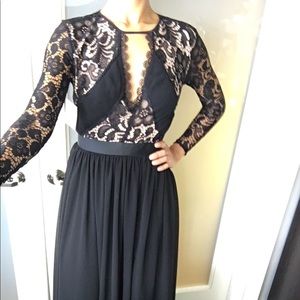 Fame and partners black deep cut gown