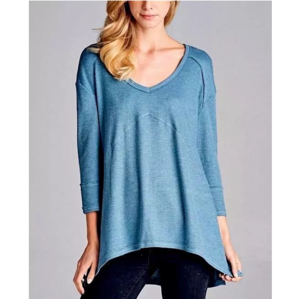 SWING TUNIC Cozy Woven Thermal Drippy Pullover Tee