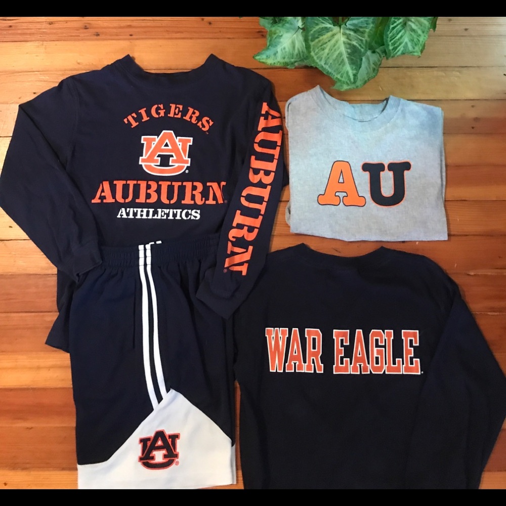 AUBURN LOT OF LONG SLEEVE TEES AND A UA SHORT!!!