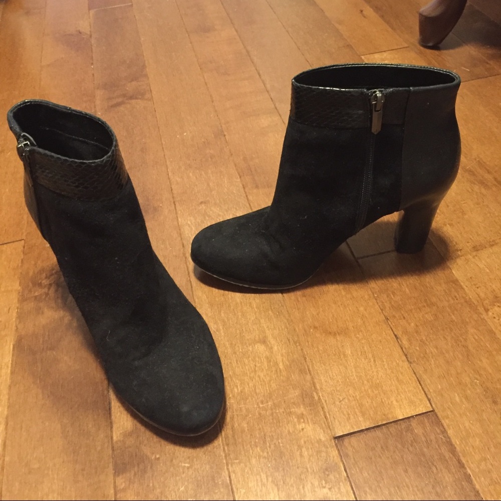 Black suede/leather booties