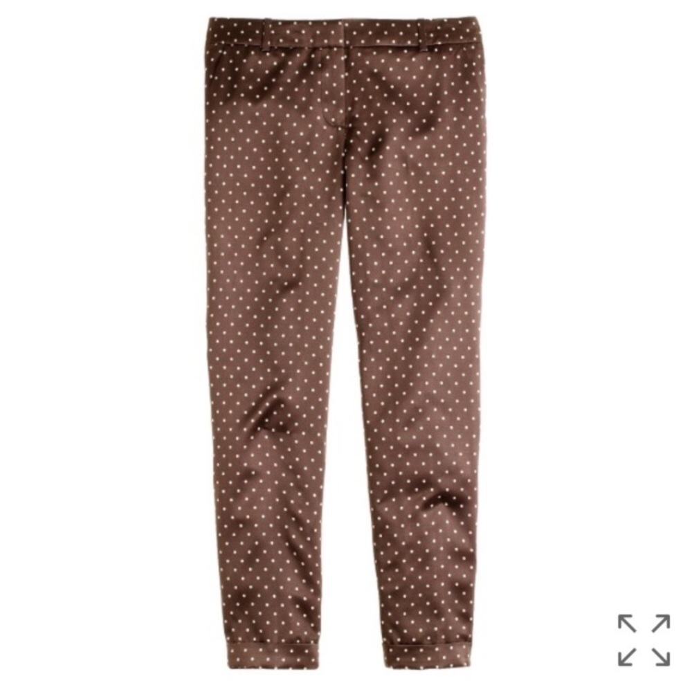 Brown polka dot silk pants, sz. 4 J Crew