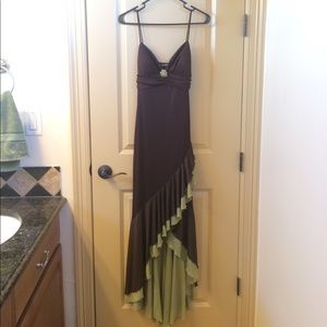 Long brown and green dress