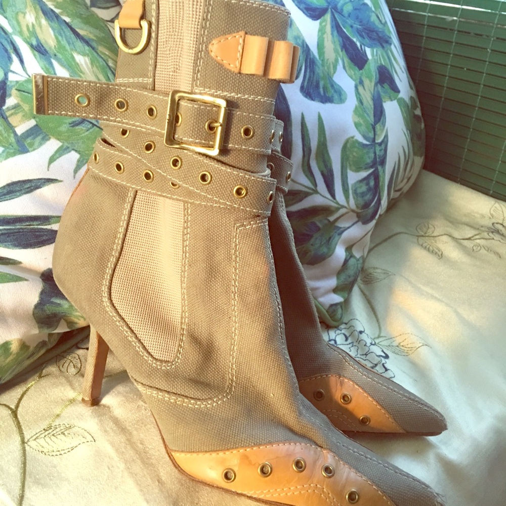 Christian Dior military style green canvas boots