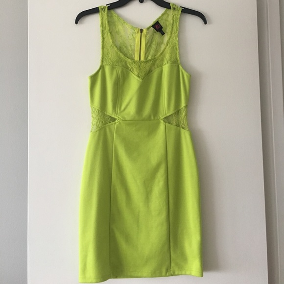 2B Bebe Dresses & Skirts - Lime green lace cutout sexy dress