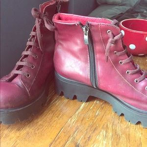 Chunky Red Winter Boots size 8-9