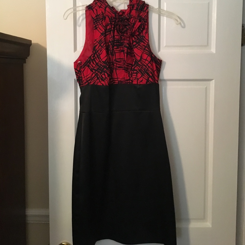 Red and black cocktail dress