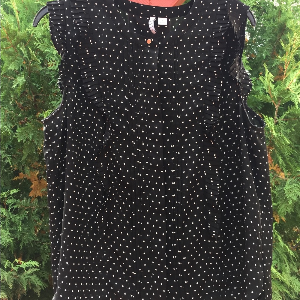 Black and white polka dot blouse