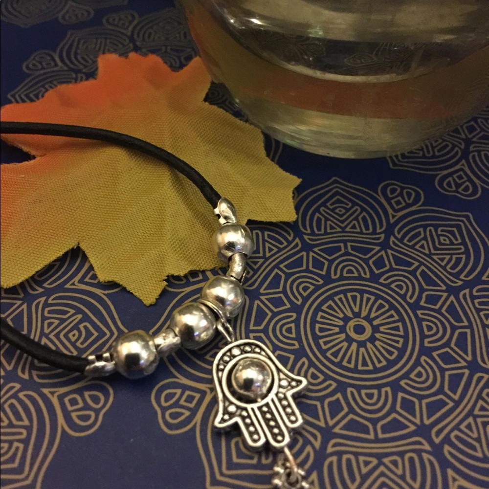 Leather Hamsa bracelet
