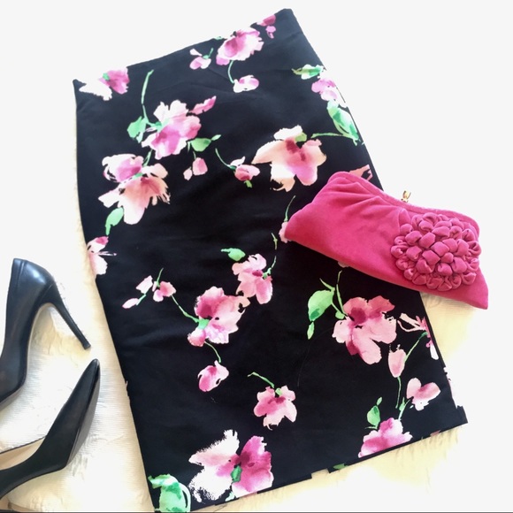 St. John Dresses & Skirts - St. John Black Floral Midi Pencil Skirt