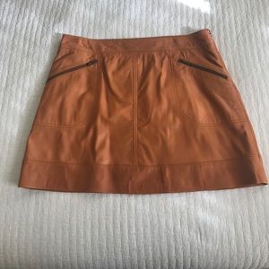 🌟 NWT Camel Colored LEATHER Mini Skirt, Size 12