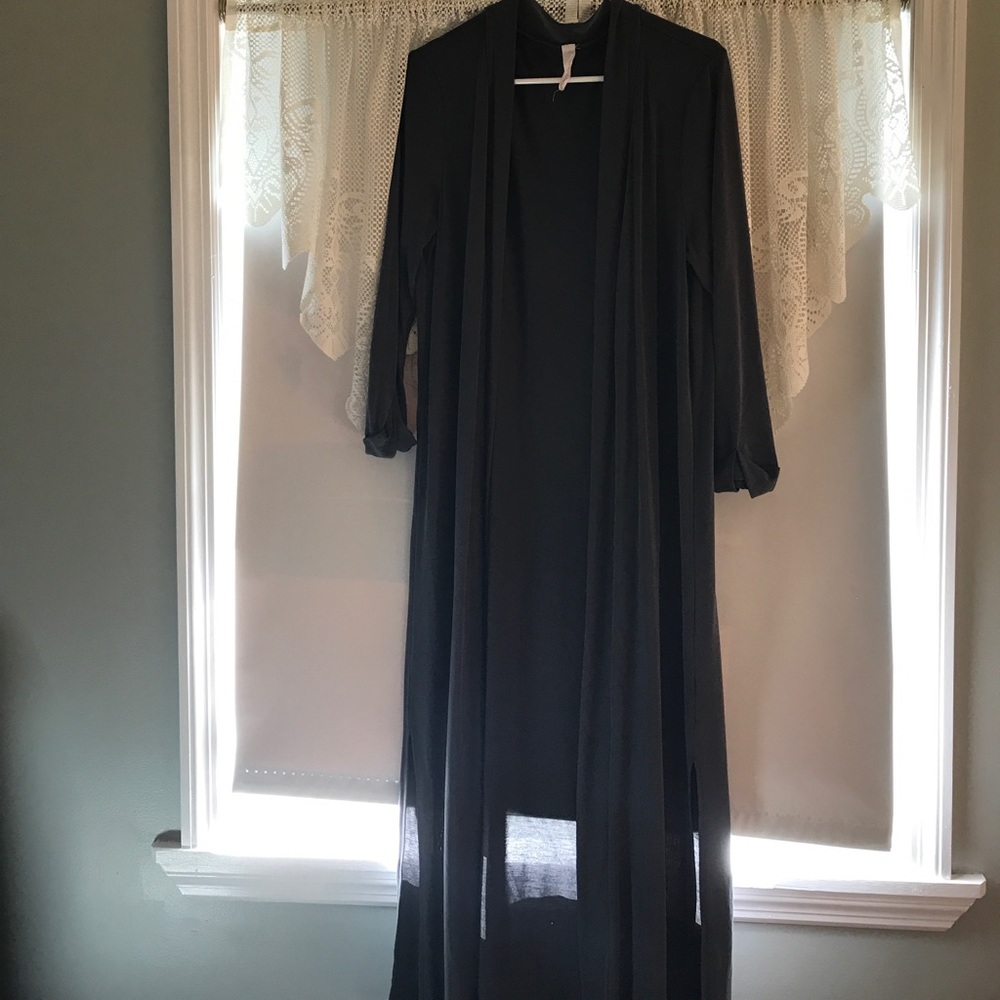 Grey floor length duster Size L