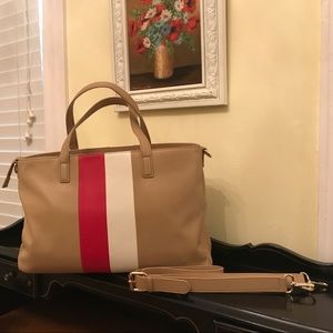NWOT Pebbled leather zip-top tote, British tan