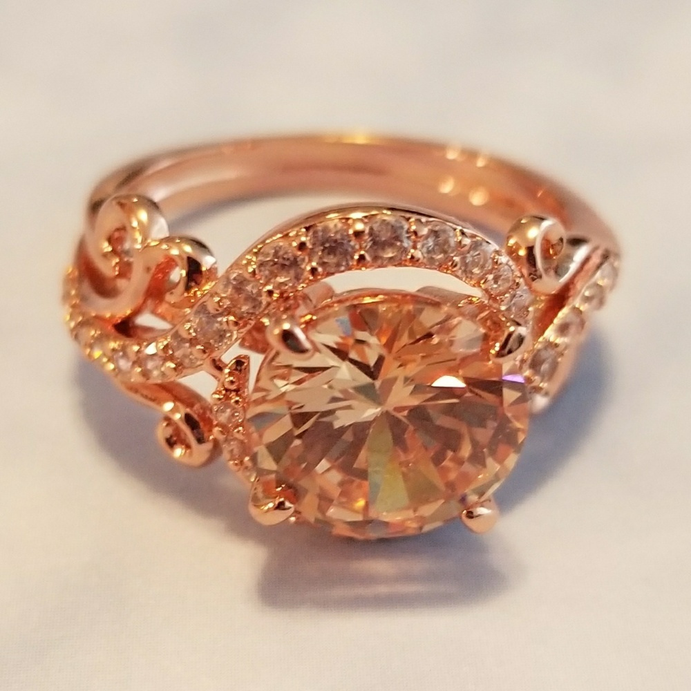 18k rose gold plated cubic zirconia ring