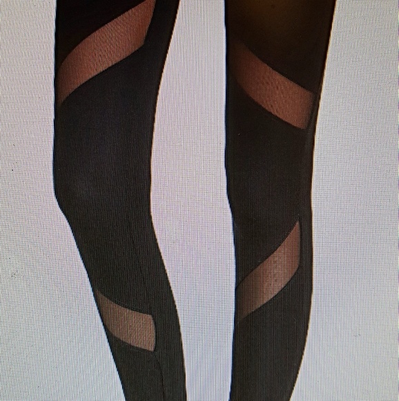 GONE!😎BLACK LEGGINGS W/ SHEER INSERTS😎 - Picture 2 of 3