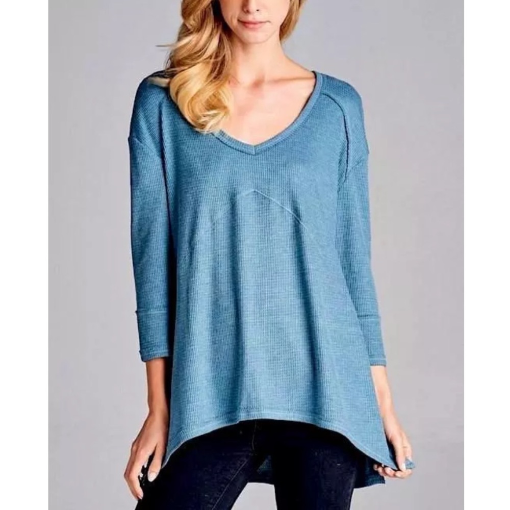 SWING TUNIC Cozy Woven Thermal Drippy Pullover Tee