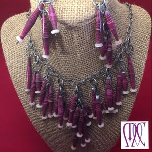 Handcrafted Necklace & Earrings - Paper beads
