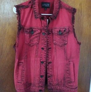Red Wash Denim Vest