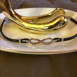 GENUINE PINK SAPPHIRE LEATHER INFINITY BRACELET