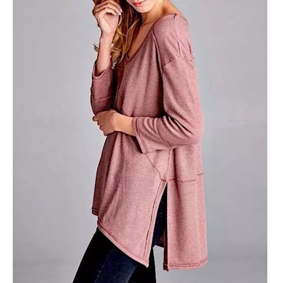 Southern Girl Fashion Sweaters - SWING TUNIC Cozy Woven Thermal Drippy Pullover Tee