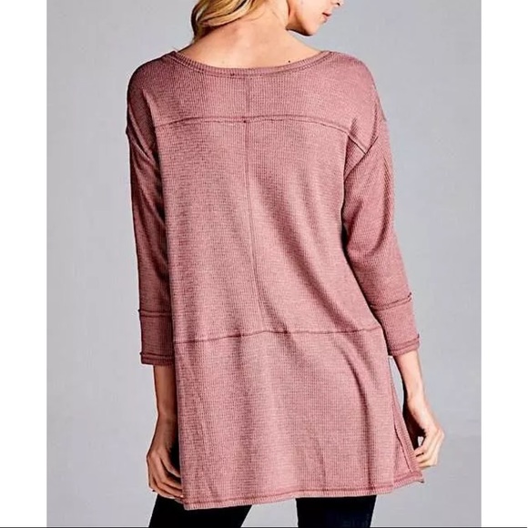 SWING TUNIC Cozy Woven Thermal Drippy Pullover Tee - Picture 6 of 7