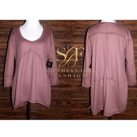 SWING TUNIC Cozy Woven Thermal Drippy Pullover Tee - Picture 5 of 7