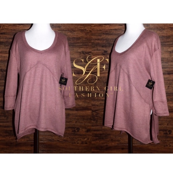 SWING TUNIC Cozy Woven Thermal Drippy Pullover Tee - Picture 4 of 7