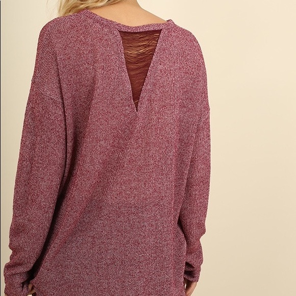 UMGEE Cranberry Knit Top w/ Keyhole Detail - Picture 3 of 4